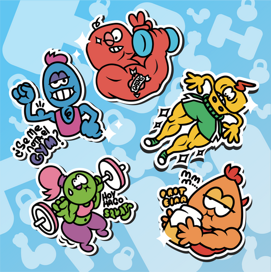 Pack Completo de GymBros (5 Stickers)