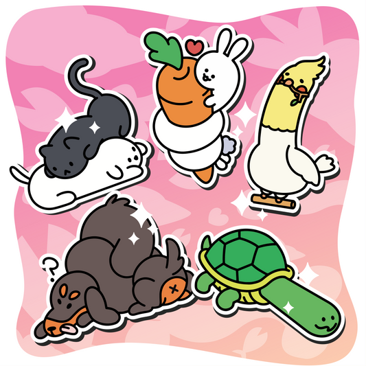 Pack Completo de Noodle Animals (5 Stickers)